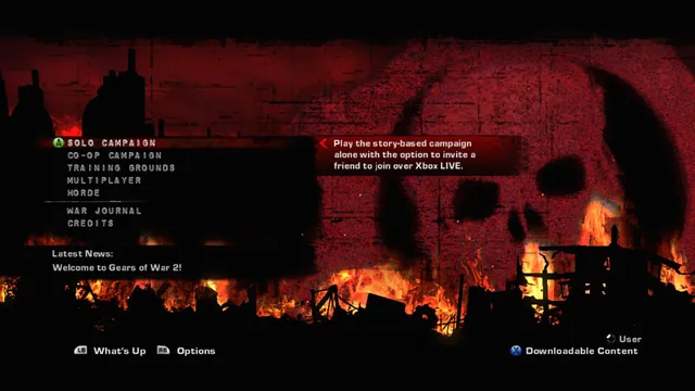 The game's main menu in the port, listing Solo Campaign, Co-op Campaign, Training Grounds, Multiplayer and Horde
